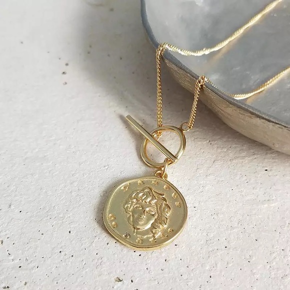 Handmade gold Coin medallion - Sterling silver, non tarnish, hypoallergenic - Picture 3 of 4